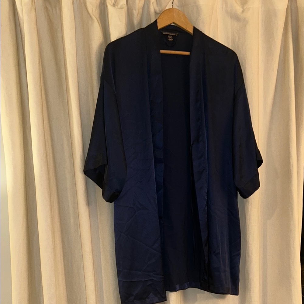 Victoria Secret Blue Silk Robe - thigh length